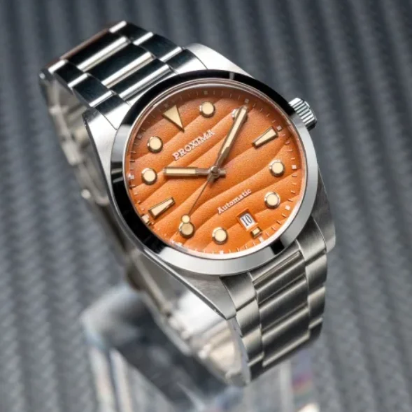 

Мужские автоматические часы PROXIMA, 37 мм, механические наручные часы Pilot, водонепроницаемые до 20 АТМ, с люминесцентным сапфировым стеклом, PT5000 SW200, циферблат с текстурой пустыни