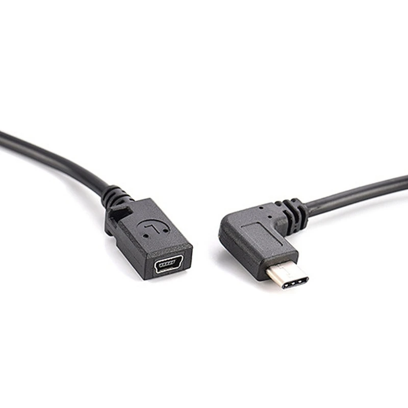 XD99 Mini USB fêmea para USB C macho adaptador sincronização transferência dados carregamento 90 graus