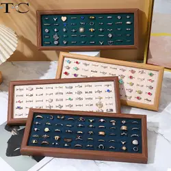 Samt Walnuss Schmuck Tablett Licht Luxus Ring Ohrringe Halskette Perlenkette Armband Tablett Schmuck Display Requisiten