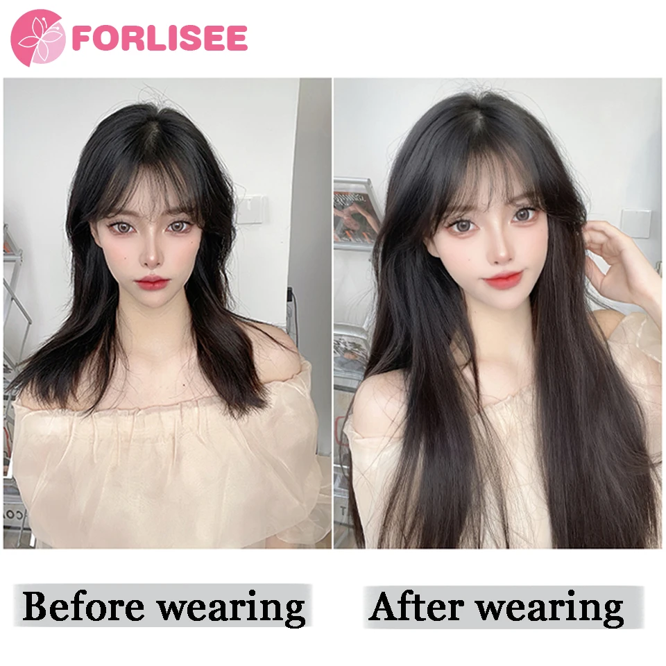 Synthetic Four-piece Wig Piece To Increase Hair Volume Fluffy Black Long Straight Wig Seamless iInvisible Hair Extension Piece