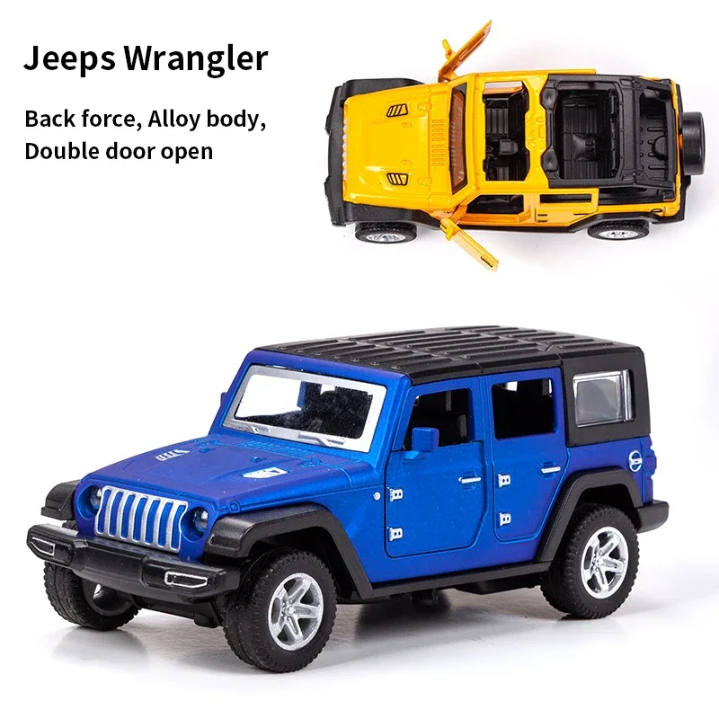 (bagged)1:36 Alloy JEEPS Wrangler Car Model Simulation Off-road Vehicle Pull Back Car Ornaments Collection Toys For Boy Children