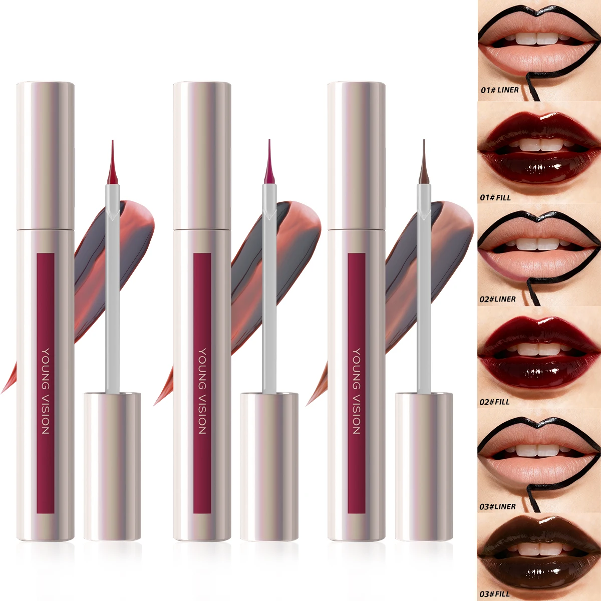 قلم تحديد الشفاه المسيل للدموع، قلم تحديد الشفاه غير اللامع بدون تلطخ، قلم مكياج بخطاف وحلقة #3