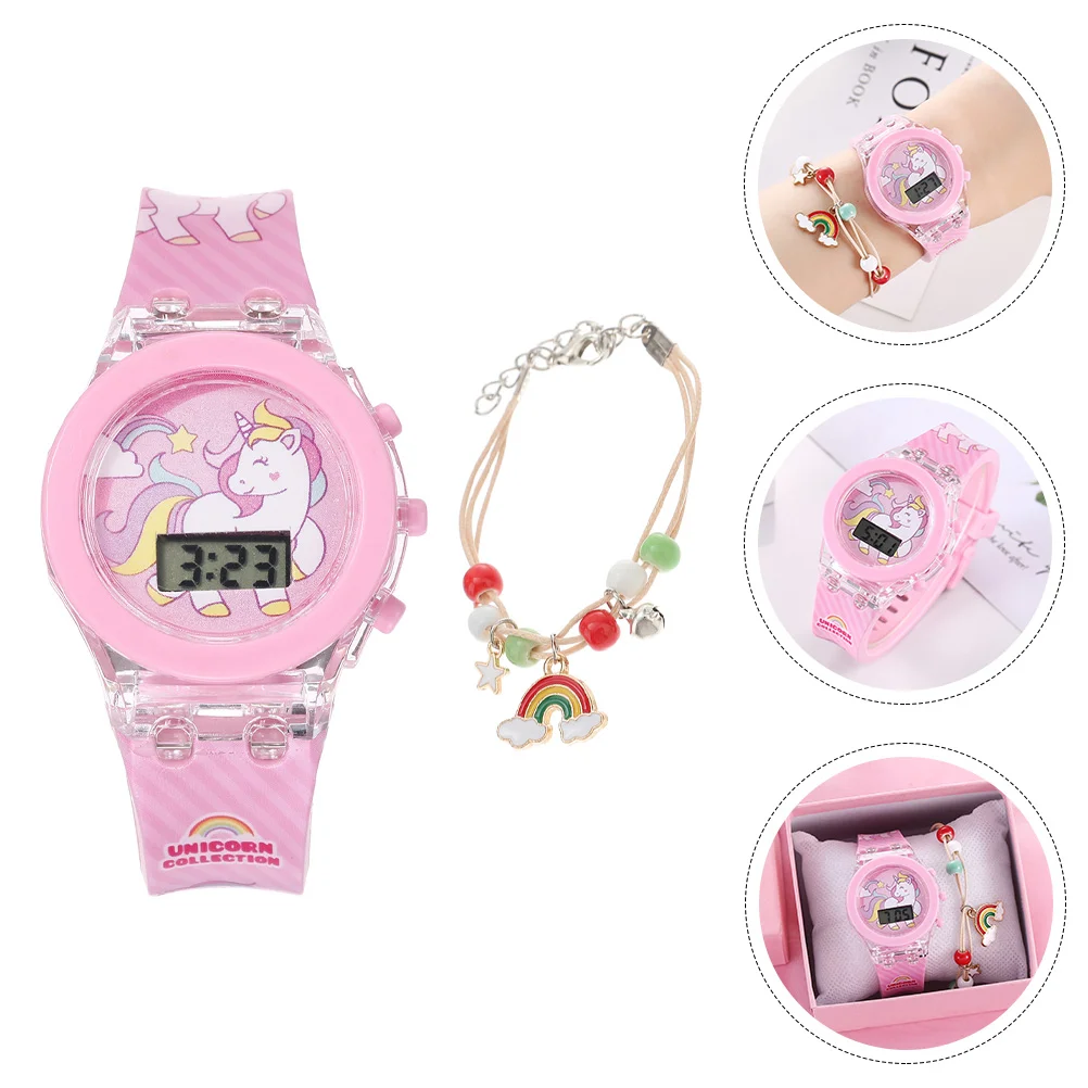 Lovely Kids Watch Unicorn Watches Adorable Silicone Electric Alarm Clock for Girls Silica Gel Children