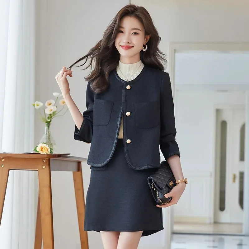 

Insozkdg Skirt Suits Tweed Jacket + Skirt Set 2024 Autumn/Winter Women's Jacket New Celebrity Small Fragrance 2 Piece Sets Women