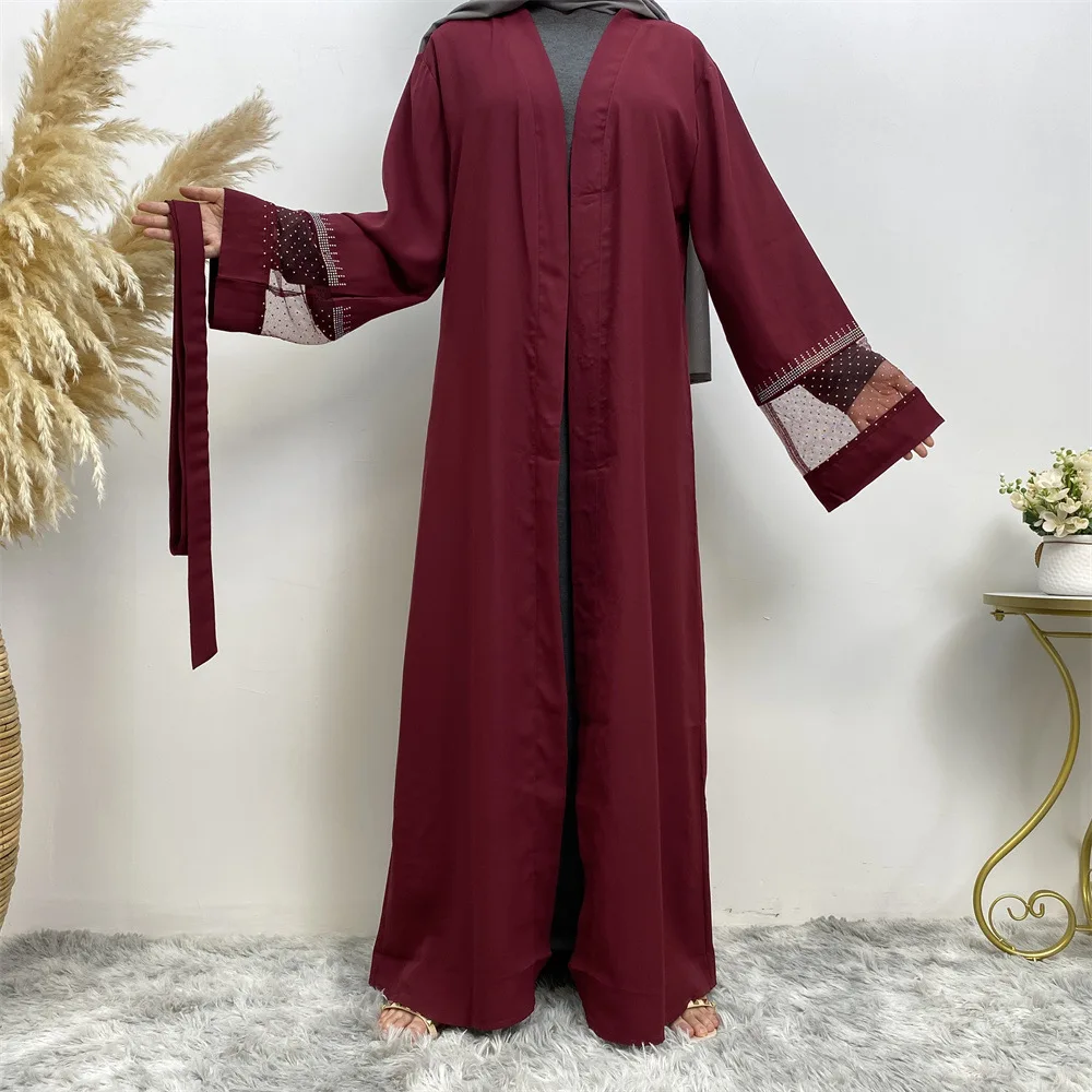 Eid Ramadán abierto Abaya mujer vestido musulmán Maxi, Dubai Turquía Kaftan Islam Jalabiya bordado Kebaya Robe Longue Femme muslmane