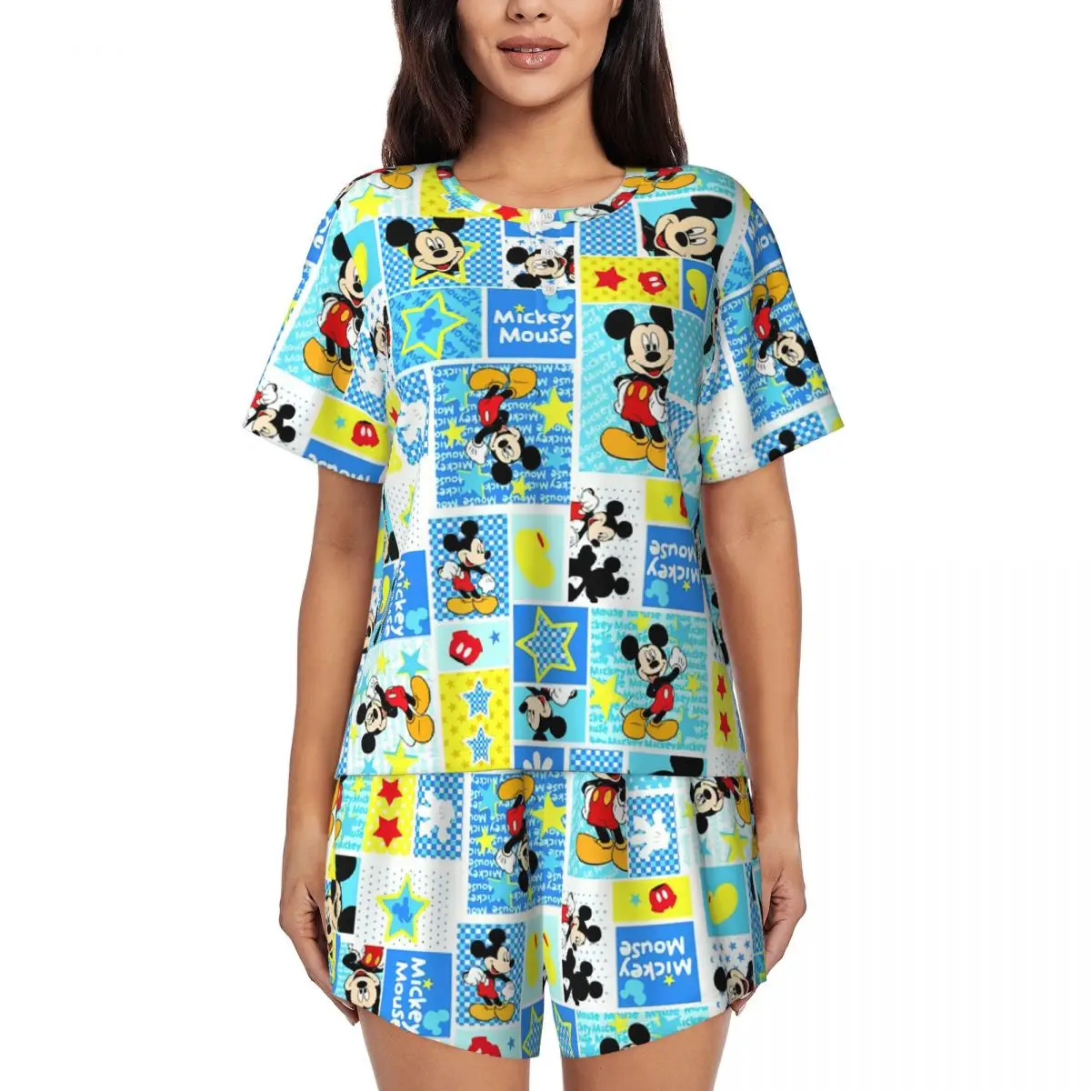 

Custom Minnie Mickey Mouse Cartoon Animation Pajamas Set Women 2-Piece Short Sleeve Sleepwear Loungewear PJS Shorts Sets