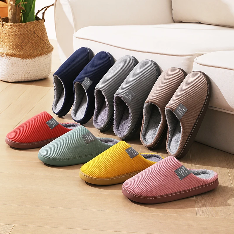 2026 New Plush Slippers for Women & Men Winter Couple House Shoes Non-Slip Thick Sole Indoor Slides with Cozy Fleece Lining