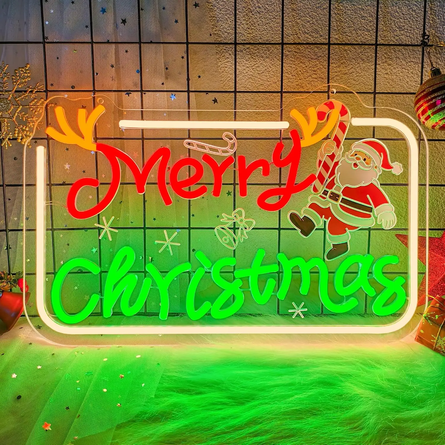 Merry Christmas Neon Sign LED Glowing Sign for Holiday Party Home Bedroom Bar Gaming Room Window Wall Decor USB Neon Light Gift