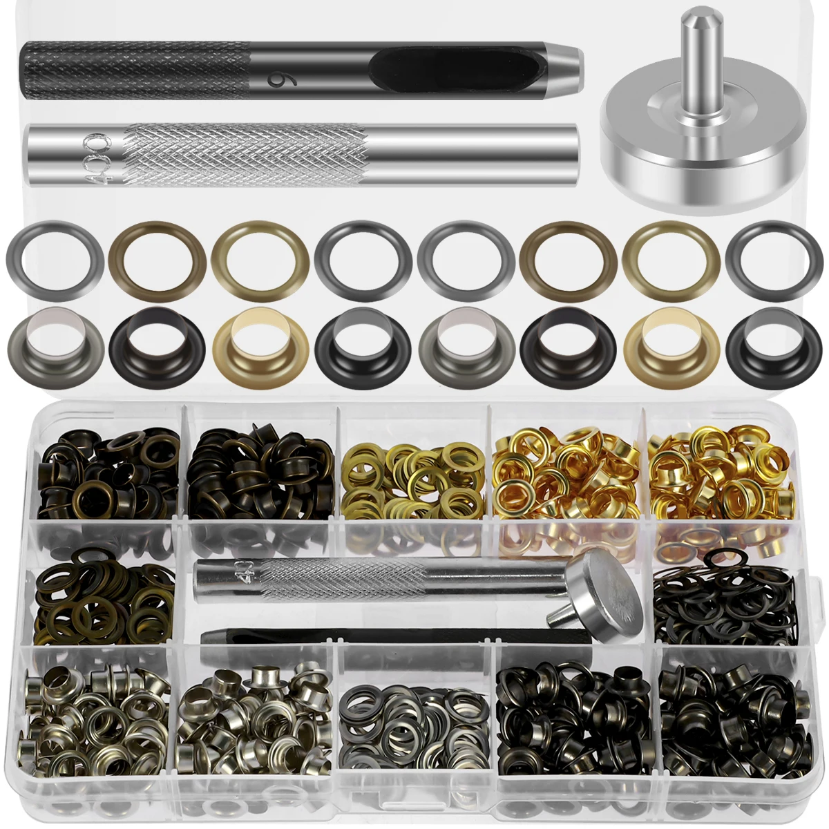 400 Set Grommet Kit 3/16inch Eyelets Punch Kit with Hole Punch Tool Manual Grommet Press Machine Grommet Kit for Fabric Leather