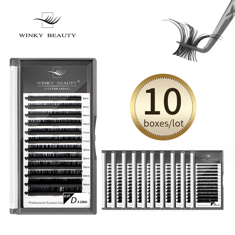 

10cases/lot winky beauty 12rows professional individual Eyelashes Extension Russia Volume eyelash extension supplies materials