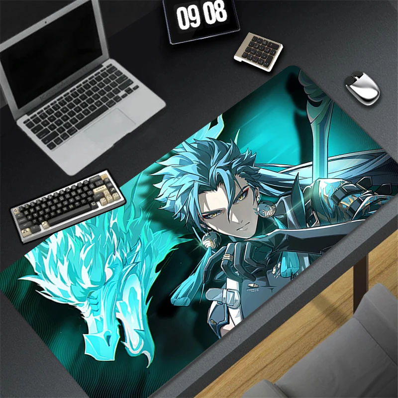 Computer Gaming Accessories HD Mousepad Office PC Mouse Pad W-wuthering Waves Jiyan Keyboard Pad Desk Decoracion Anime Desk Mat