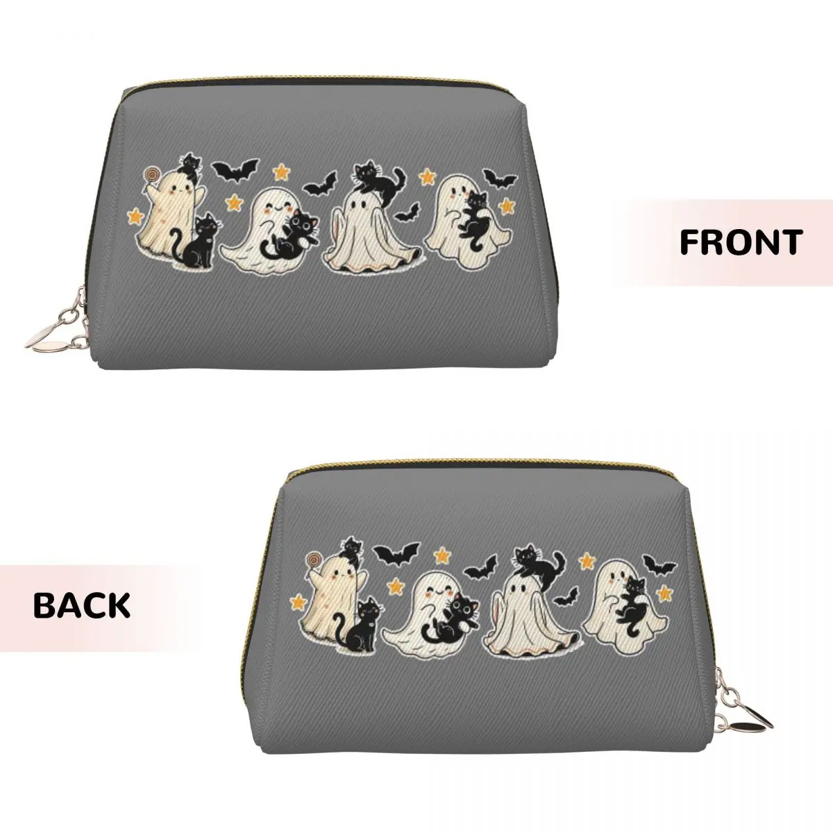 Halloween Pumpkin Ghost Cats  Women Cosmetic Bags Travel Makeup Organizer Pouch Toiletry Storage Dopp Kit Box