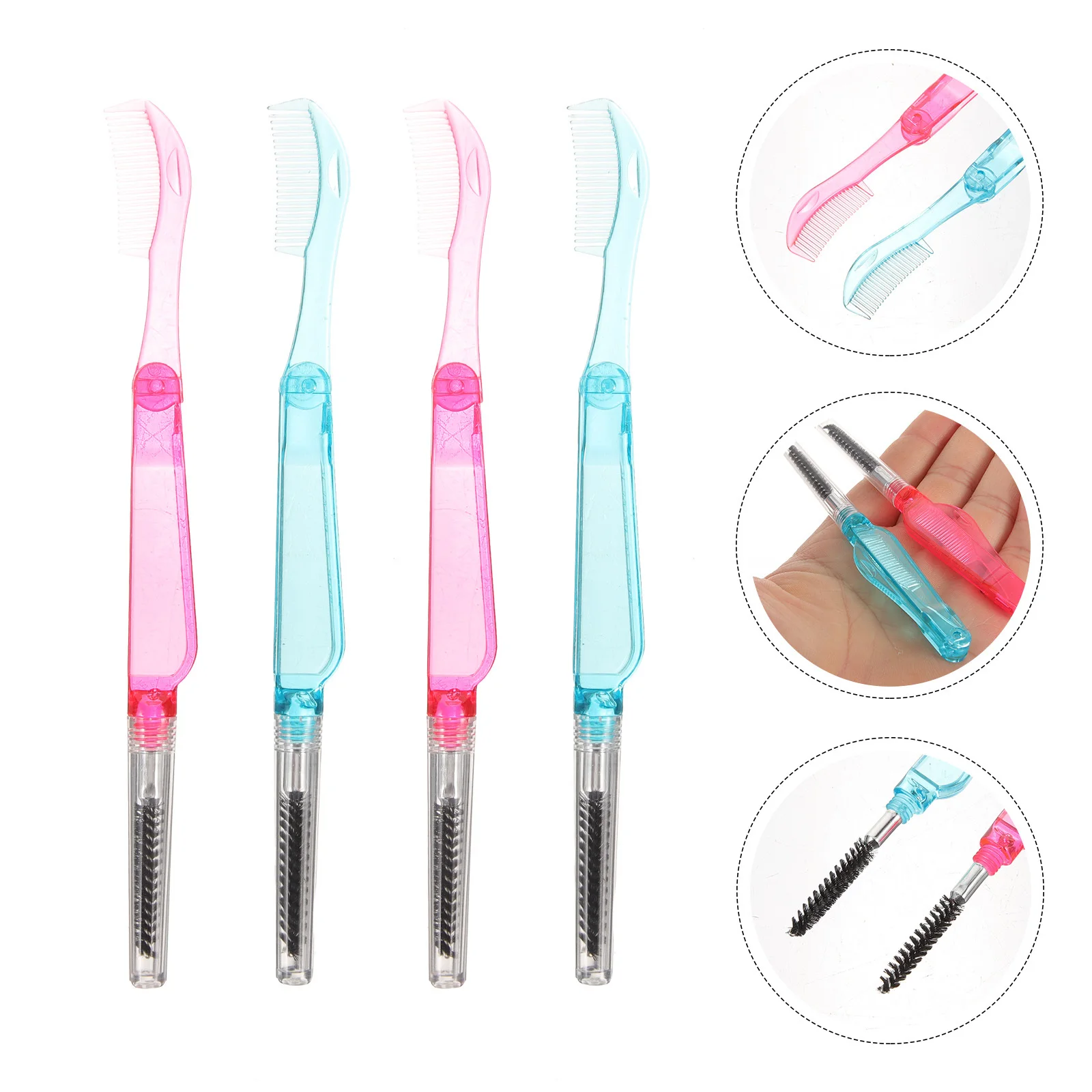 Brosse à cils et peigne pliables, tête de 2Cm pour séparation des cils, Mascara, utilisation quotidienne, toilettage, 4 pièces