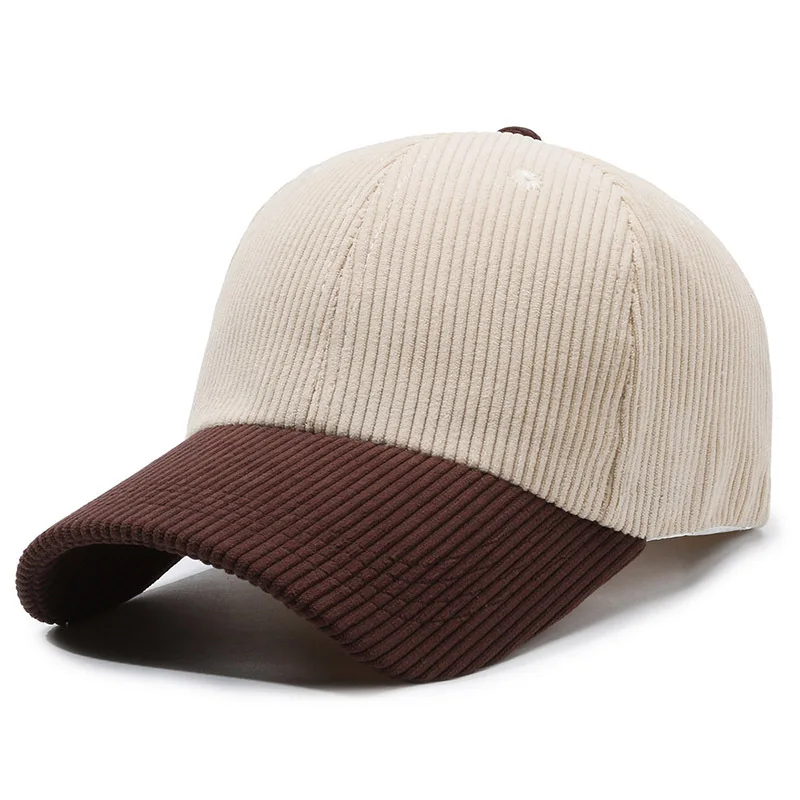 Corduroy Baseball Cap Adjustable Snapback, Breathable Versatile Striped Casual Hat in Multiple Colors