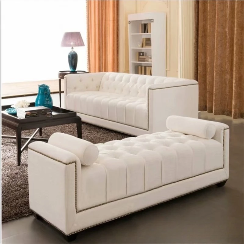 Leather sofa living room pull buckle soft bag three-person sofa cafe clothing store leisure sofa