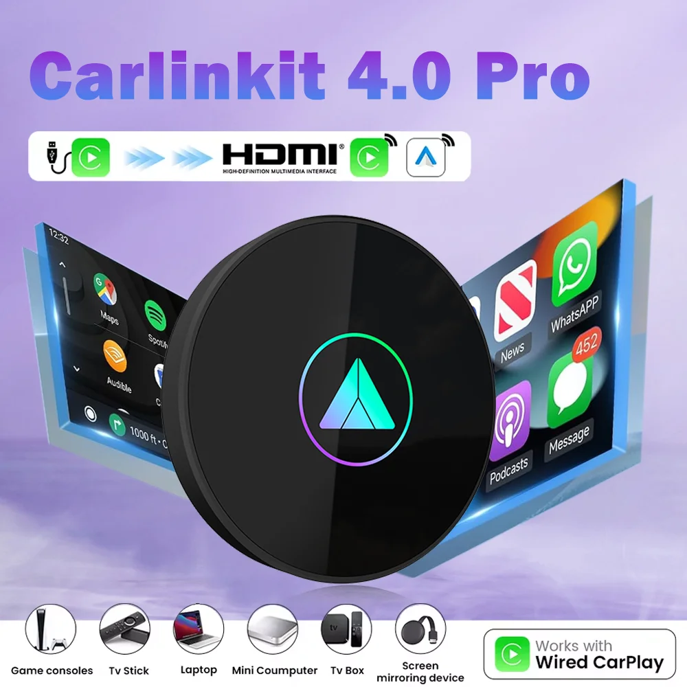 

NEW CarlinKit HD2CP Pro Wireless CarPlay Ai Box Android Auto TV Box 3-In-1 Smart Car Box Plug and Play 2K HD Video Streaming Box