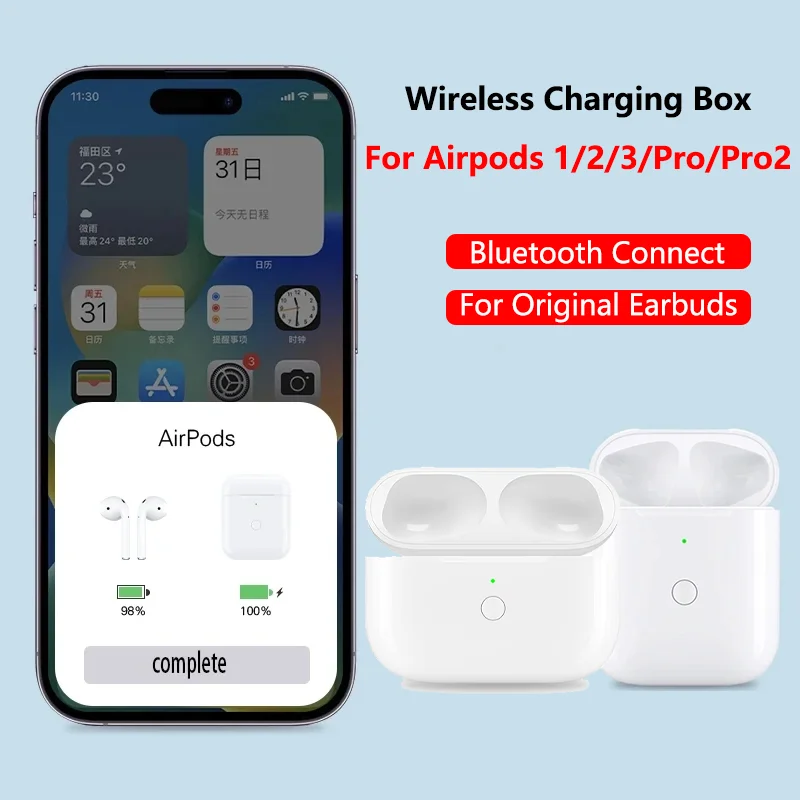 Bezprzewodowe etui z funkcją ładowania do słuchawek AirPods 1/2/3 Wymień etui z ładowarką Bluetooth do słuchawek Airpods Pro 1/2 660mAh