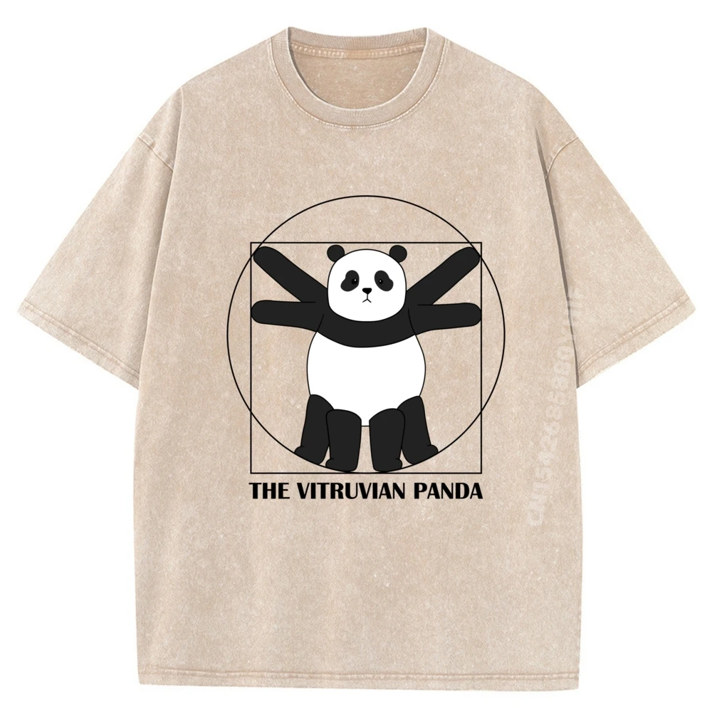 

Витрувианская панда, роскошные дизайнерские мужские футболки, винтажные футболки европейского размера, мужская модная и модная стираная одежда