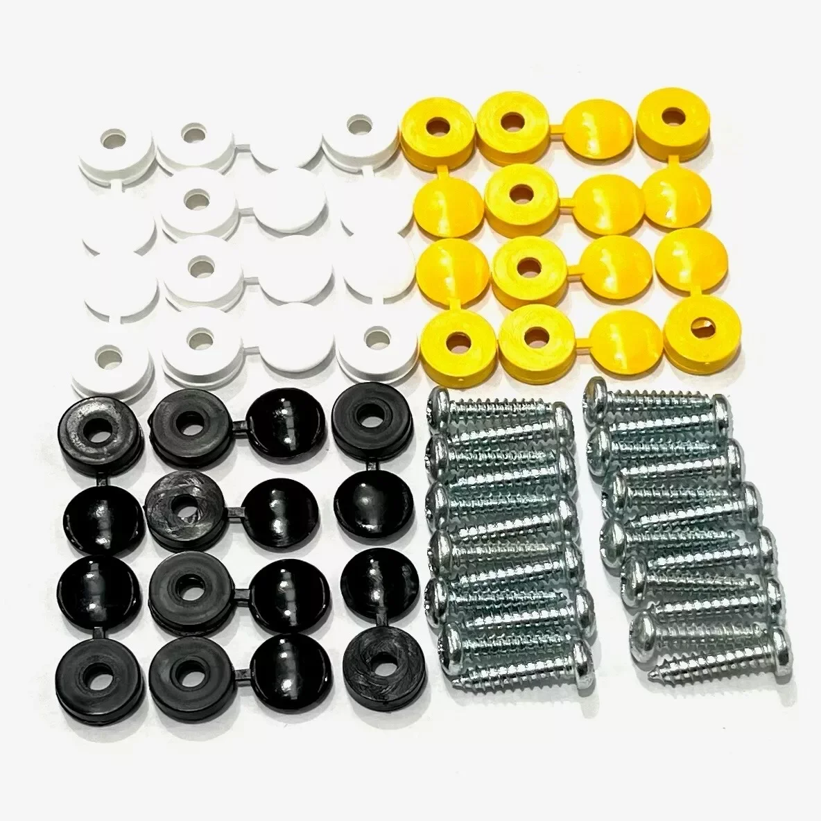 24pcs  Number Plate Car Fixing Fitting Kit Screws & Caps Hinged Black Yellow White Car Accessories