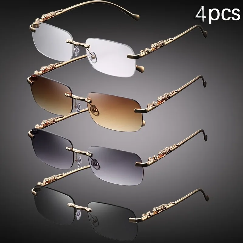 

4-Pack Minimalist Square Frameless Metal Glasses Perfect for Birthday Gifts and Photography Props