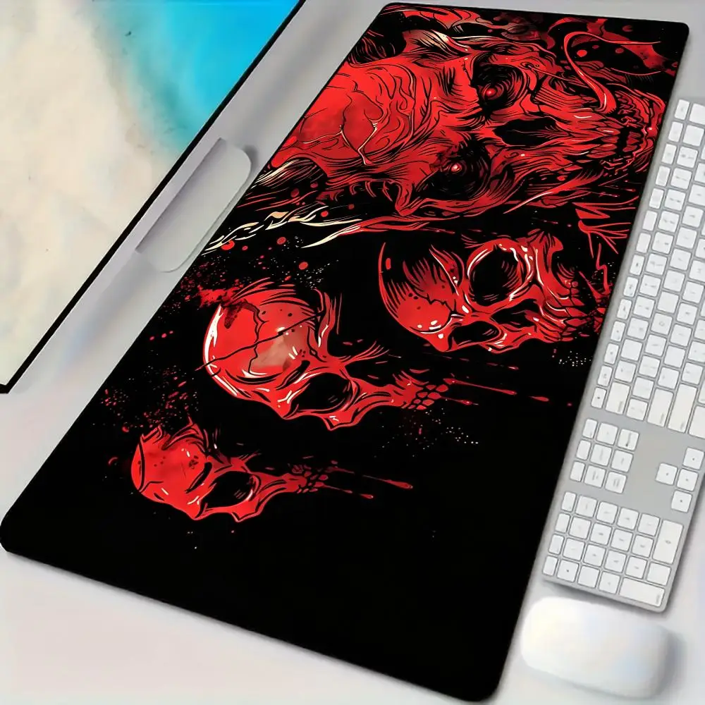 Red Demon Skulls Mouse Pad Desk Mat Large Computer Office Carpet XXL Mousepad Gamer Gaming PC Accessories Keyboard Rug Mauspad