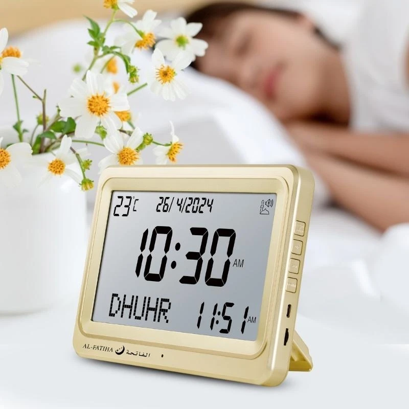 

Q22A Small Believe Prayer Alarm Clock with Adjustable setting Islamic Prayer Clock