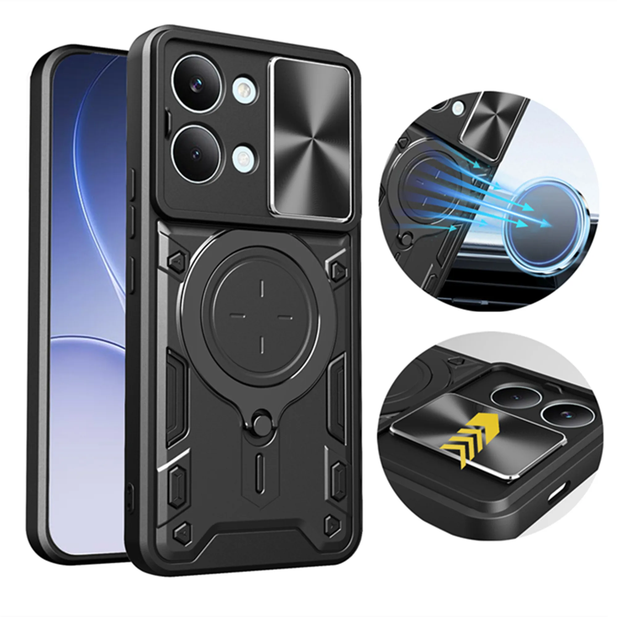 Funda a prueba de golpes para Xiaomi Poco X8 Pro Max, funda con soporte magnético para coche, funda con anillo para POCO x8pro max, funda protectora para lente