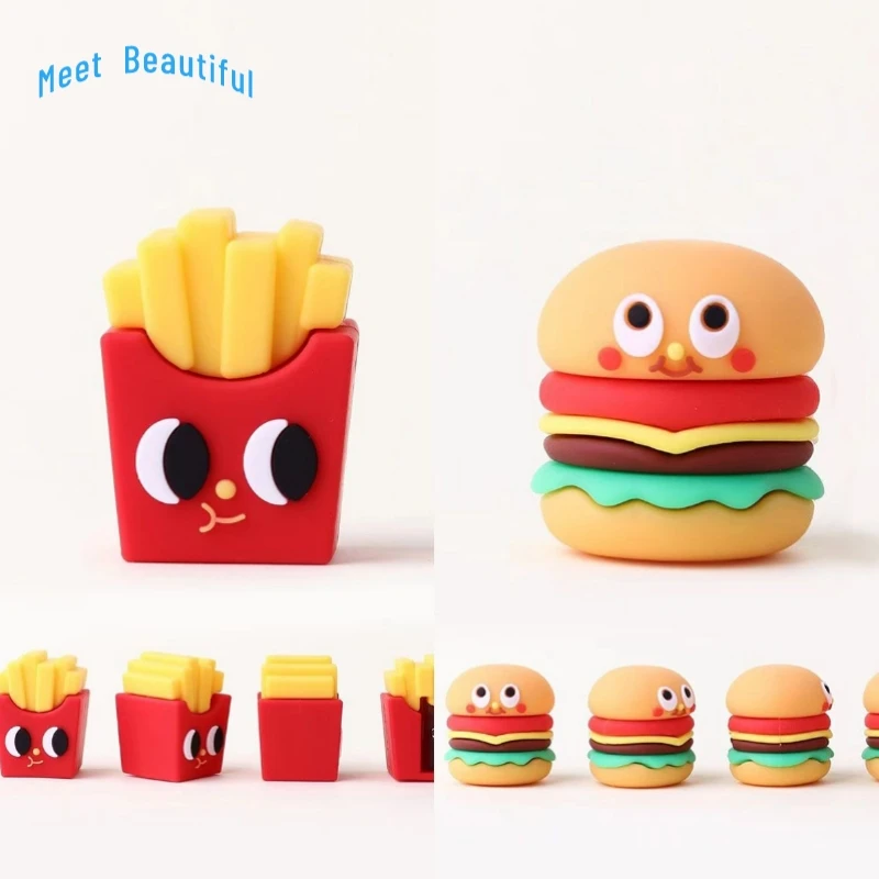 Kawaii Pencil Sharpener Creative Cute Hamburger French fries Pencil Cutting Machine Home School Office Supplies