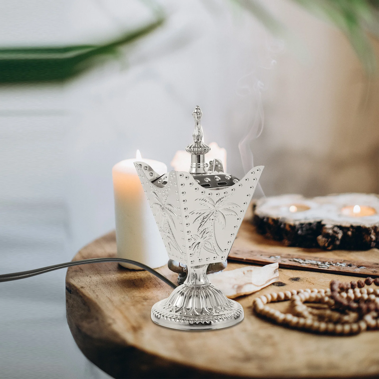 

Metal Incense Burner Retro Electric Censer Plug In Aroma Burner For Home Decor Vintage Decorative Holder Portable Table