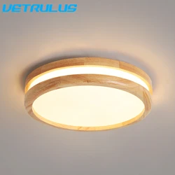 Modern Wooden Led Ceiling Lamp 30W Bedroom Living Dining Room Decor Simple Minimalist Chandelier Pendant Light Bathroom Fixture