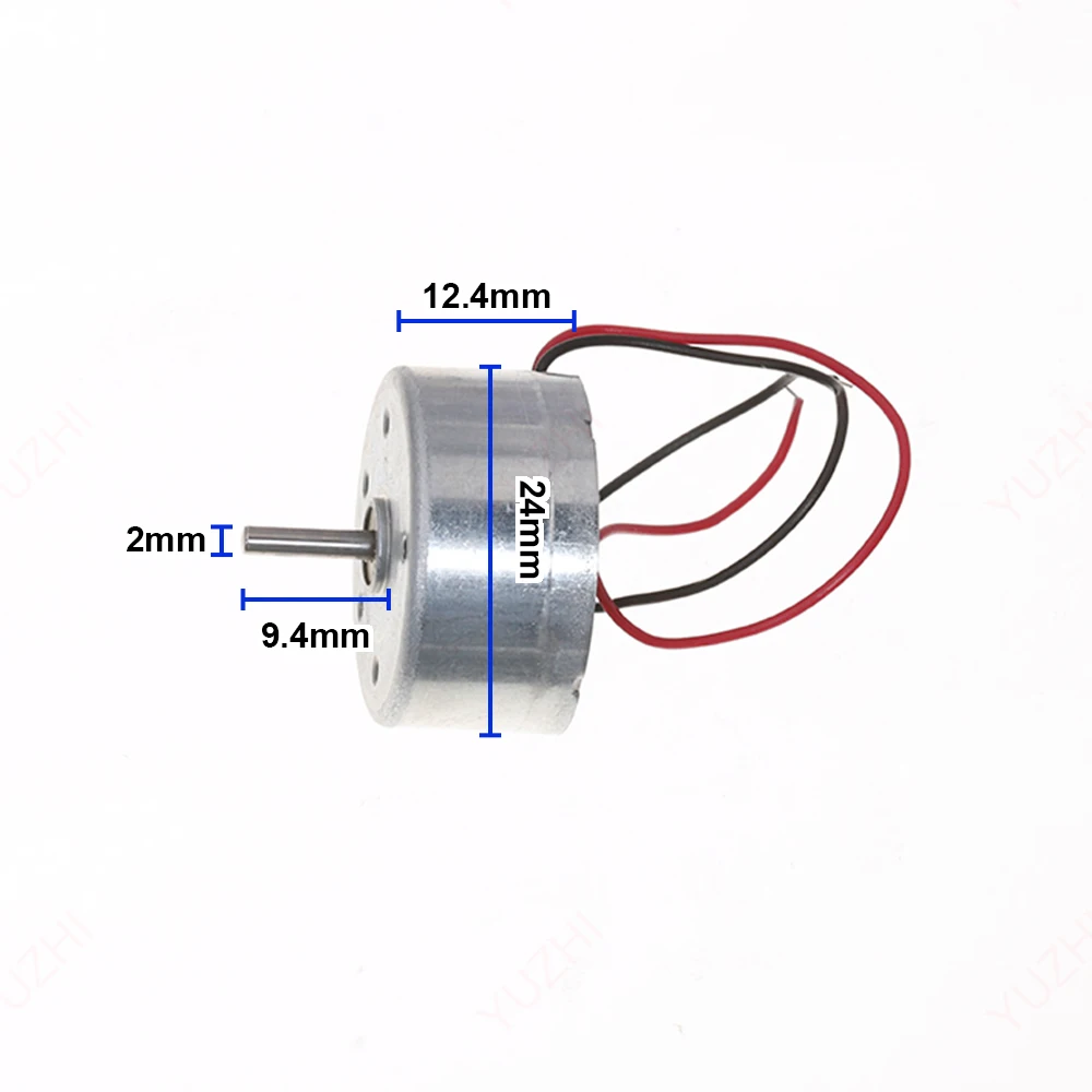 Mini 24mm*12mm Round Motor DC 3V 3.7V 6V 15000RPM Eletric Solar Power Motor for Car Boat Fan Model
