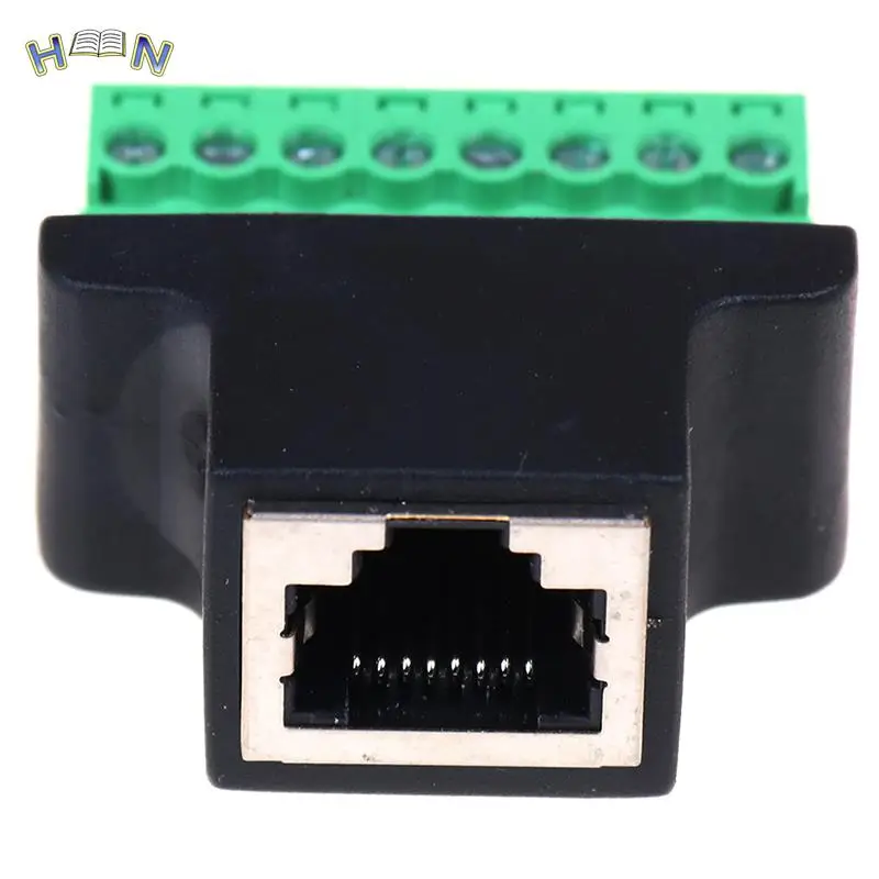 1 piezas Ethernet RJ45 hembra a tornillo Terminal 8 Pin CCTV Digital DVR adaptador conector
