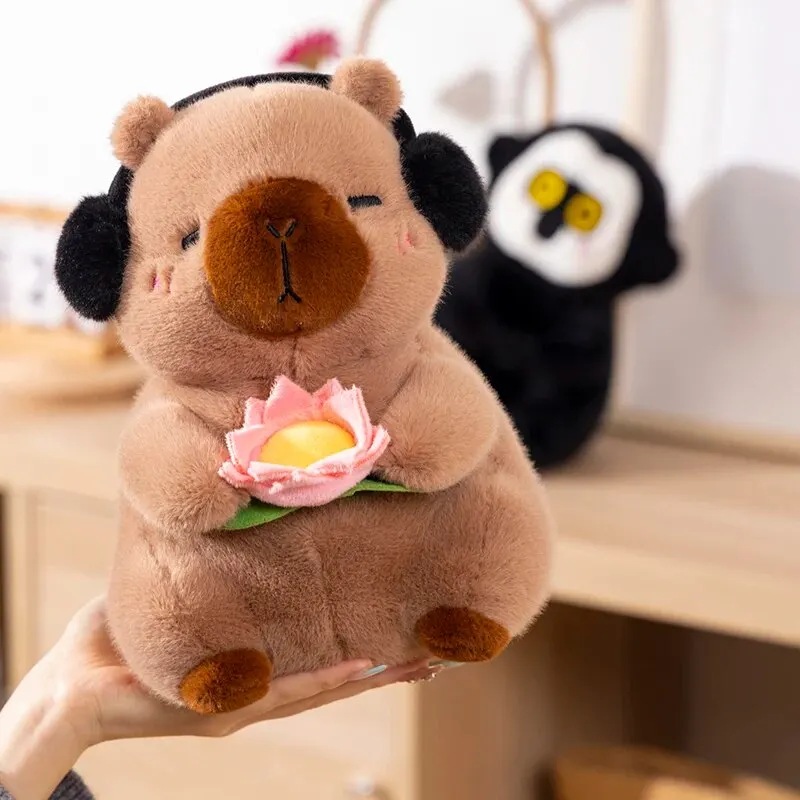 1 Piece New Cute Capybara Plush Toy Stufed Animals Capybara Soft Doll Hold Flower Kids Toys Birthday Gift image 5