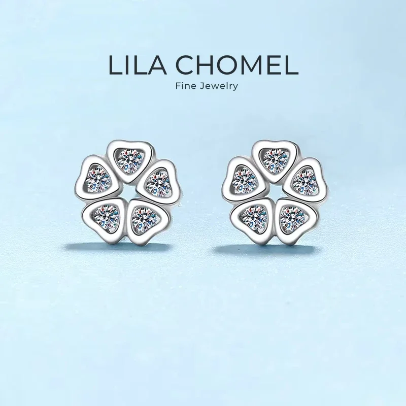 

Valentine's Day 18K White Gold Earplug Stud Earrings Women Wedding Jewelry Daughter 0.25CT Moissanite Diamond Girl Birthday Gift