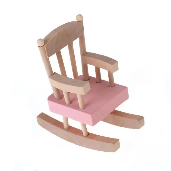 Wooden Dollhouse Furniture Set Bunk Bed High Chair Rocking Horse Cradle 1 12 Miniatures for Children Room Play
