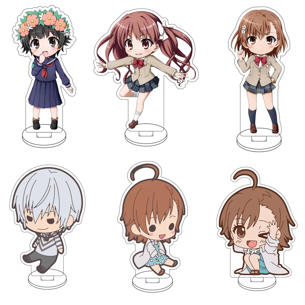 

10CM Anime A Certain Scientific Railgun Misaka Mikoto Shirai Kuroko Saten Ruiko Cos Acrylic Figure Stand Cute Gifts Ornaments