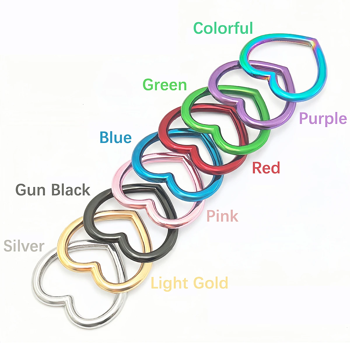 3 Stück Metallschnallen für Taschenriemen, bunte O-Ringe, herzförmige, kreisförmige Ringe, Gürtelverbinder, runde Schnallen, DIY-Bastelzubehör. – Detail 5