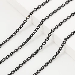 2Meters Black Stainless Steel 1.5mm O Shape Chain Link Chains for Jewelry Making Supplies