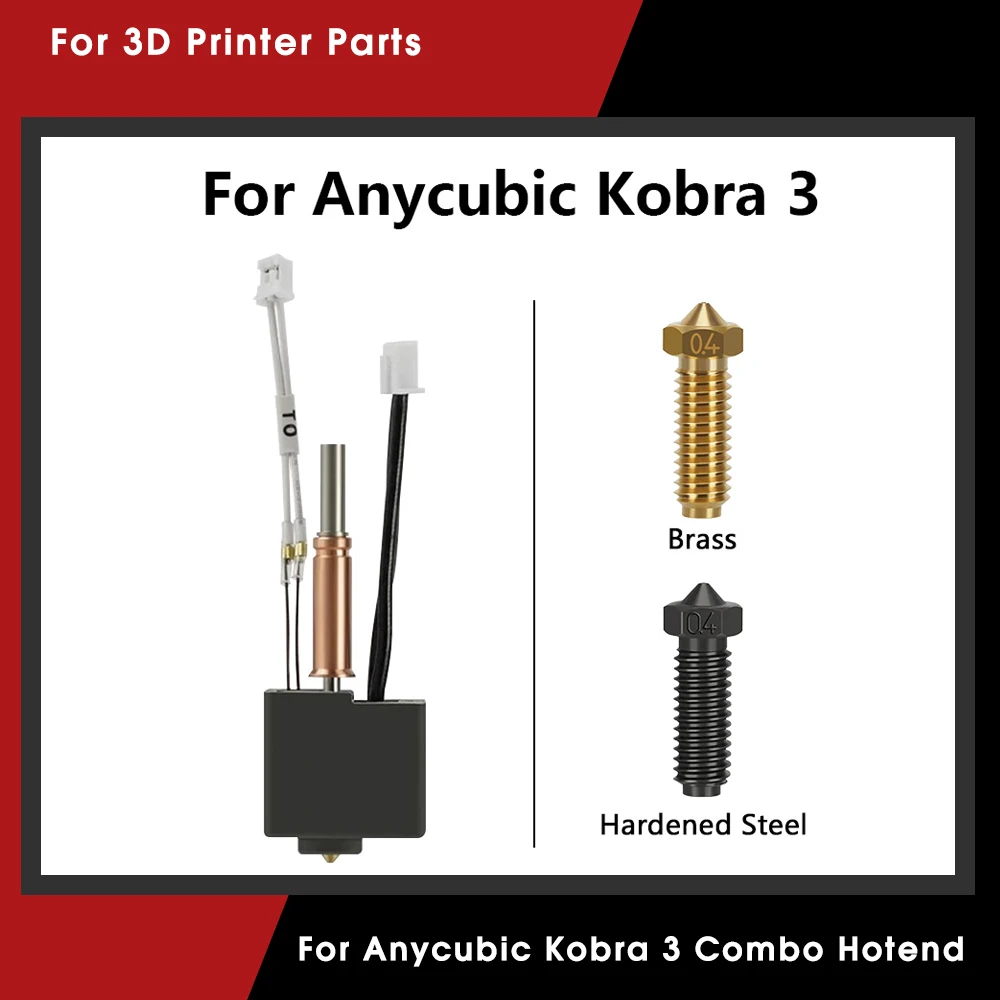 For Anycubic Kobra 3 Combo Hotend Nozzle Thermistor Heating Tube 24v 50w Heater Block For Anycubic Kobra3 Spare Parts