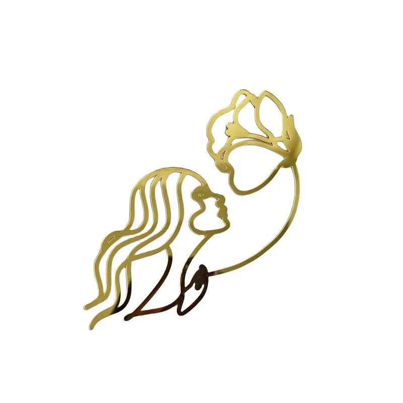 Ins Line GirlHappy Birthday Cake Topper Dekoration Gold Acryl Abstrakte Kunst für Hochzeit Mädchen Party Cake Topper Backzubehör – Detail 8