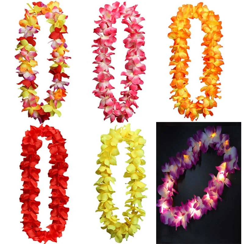 

1pcs THICK LED HAWAIIAN LEI HULA LIGHT UP FLOWER GARLANDS NECKLACE PARTY COSTUME LOT Festival