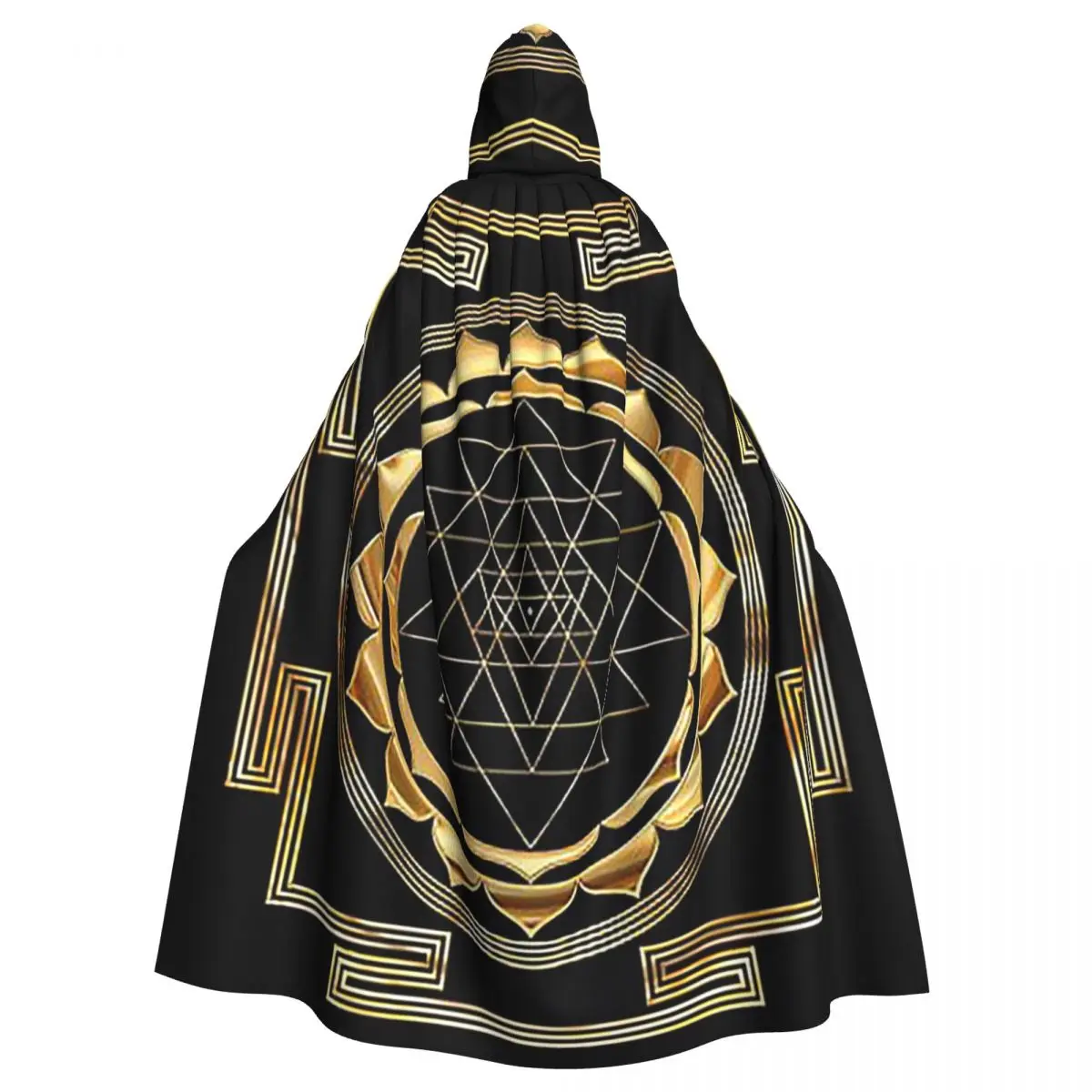 Shree Yantra Sacred Geometry Profound Mystical Diagram Long Hooded Cloak Witch Cosplay Cape HalloweenVampire Adult Unisex