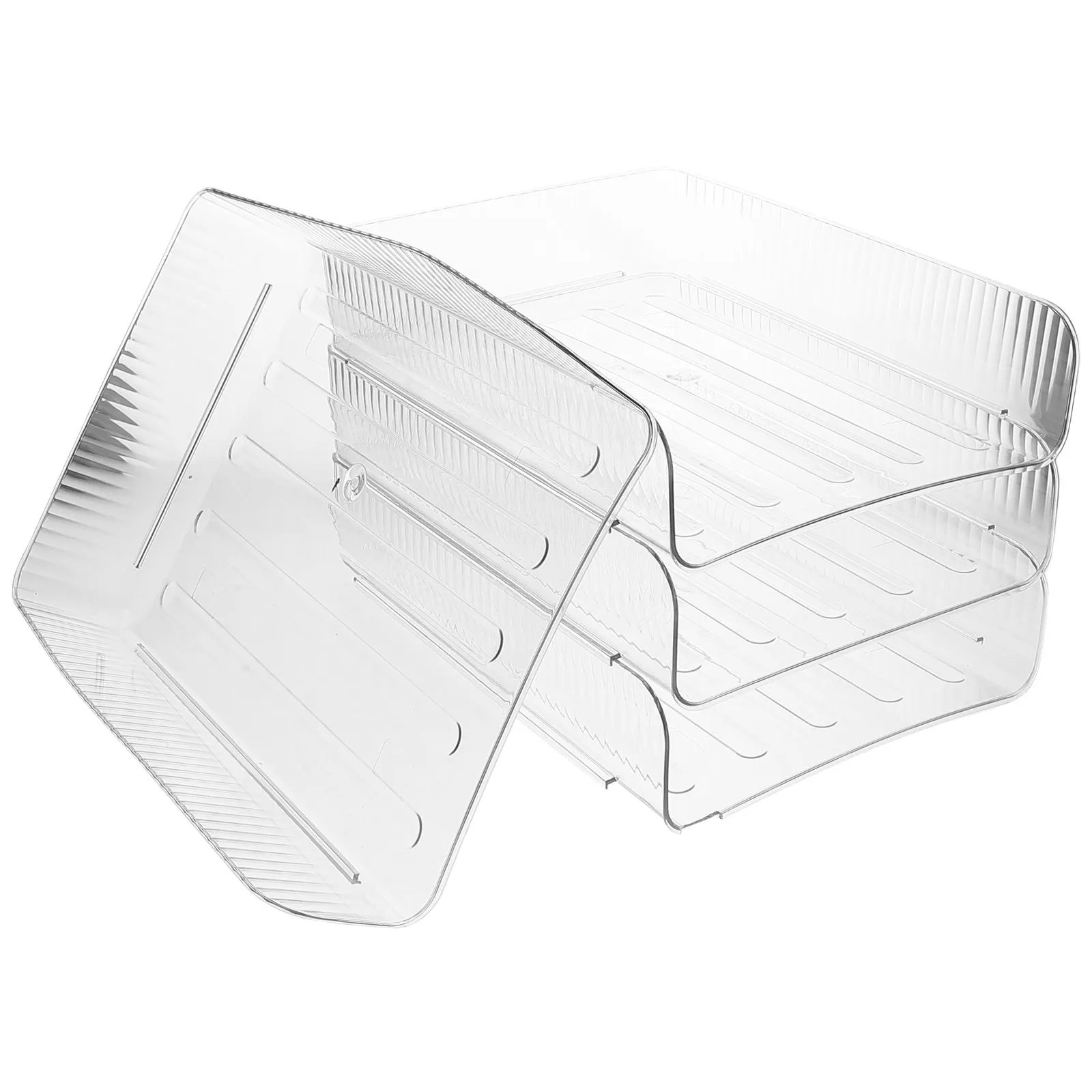 4Pcs Clear Desk Paper Tray Organizer Desktop Document Storage Rack for Office School Home File Book Letter Magazine Holder