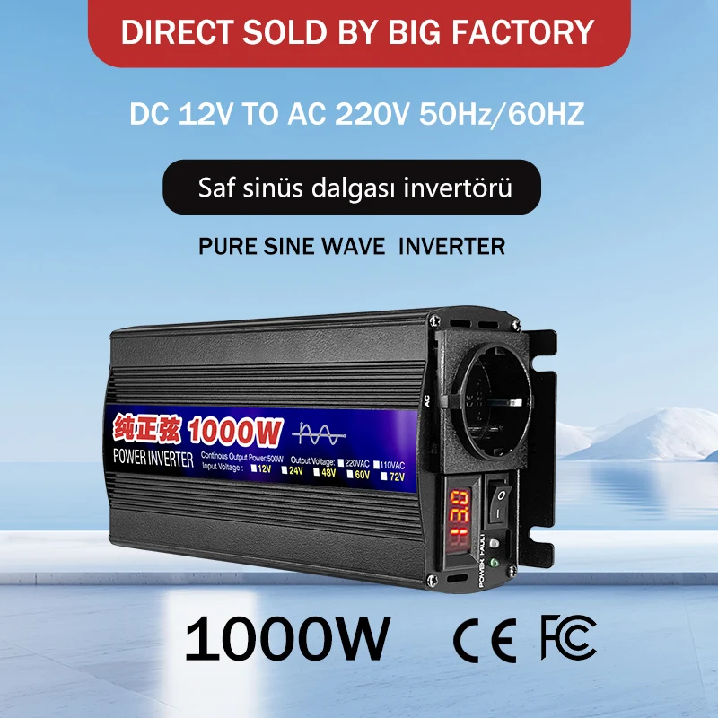 

Инверторы со светодиодным дисплеем, преобразователь 1000 Вт, 2000 Вт, чистая синусоида, инвертор постоянного тока 12 В, 17 В, 24 В в переменный ток, 220 В, 50 Гц, 60 Гц, мощность автомобиля