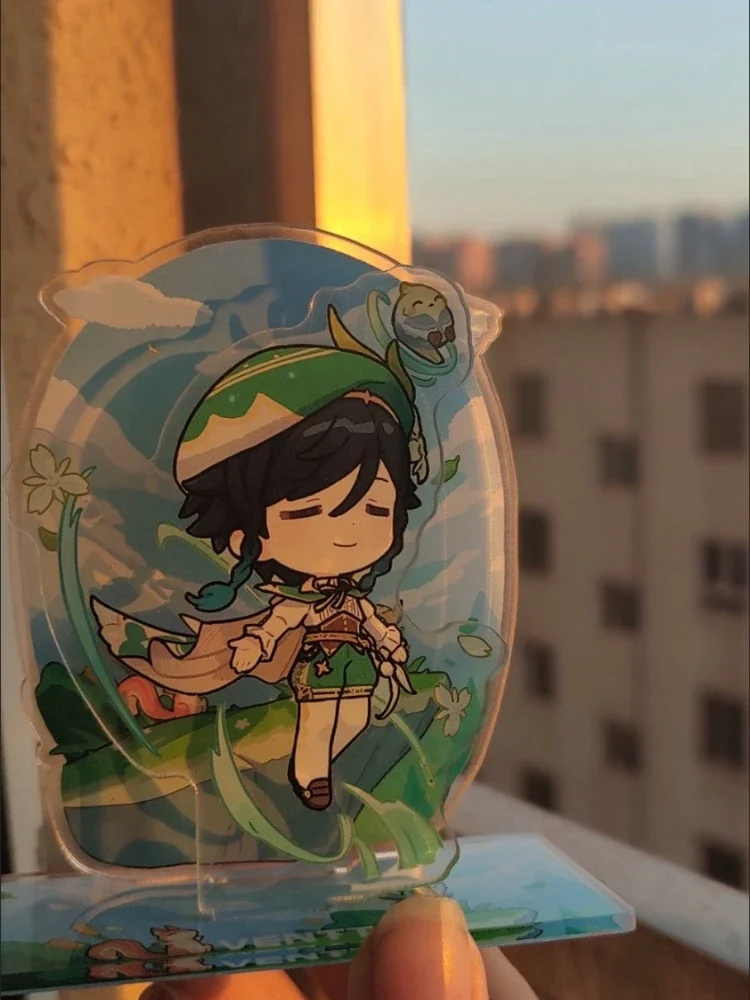 

Genshin Impact Venti Double Insertion Figure Acrylic Standing Sign Stand Model Desktop Ornament Decora Collection Model Toy Gift