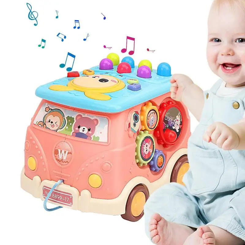 Jouets de bus de dessin animé pour tout-petits, jouet de bus, jeu de société, lumière et musique, garçons et filles, enfants de plus de 1 an