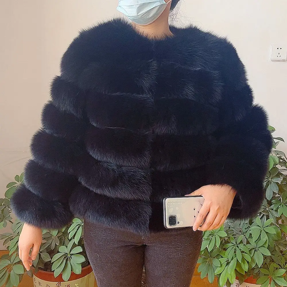 100% Natural Fur Jacket Real Fur Coat Winter Jacket Women Natural Fox Fur Luxury Fashion 50cm Short Jacket Wholesale Hot 2022