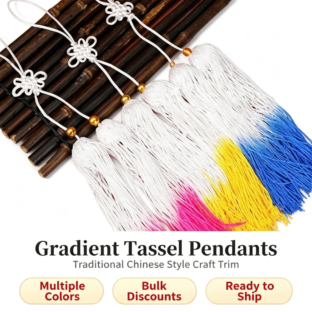 Chinese Style Gradient Sword Tassel With Lucky Knot Handmade Fringe For Tai Chi Sword Wushu Training And Stage Show