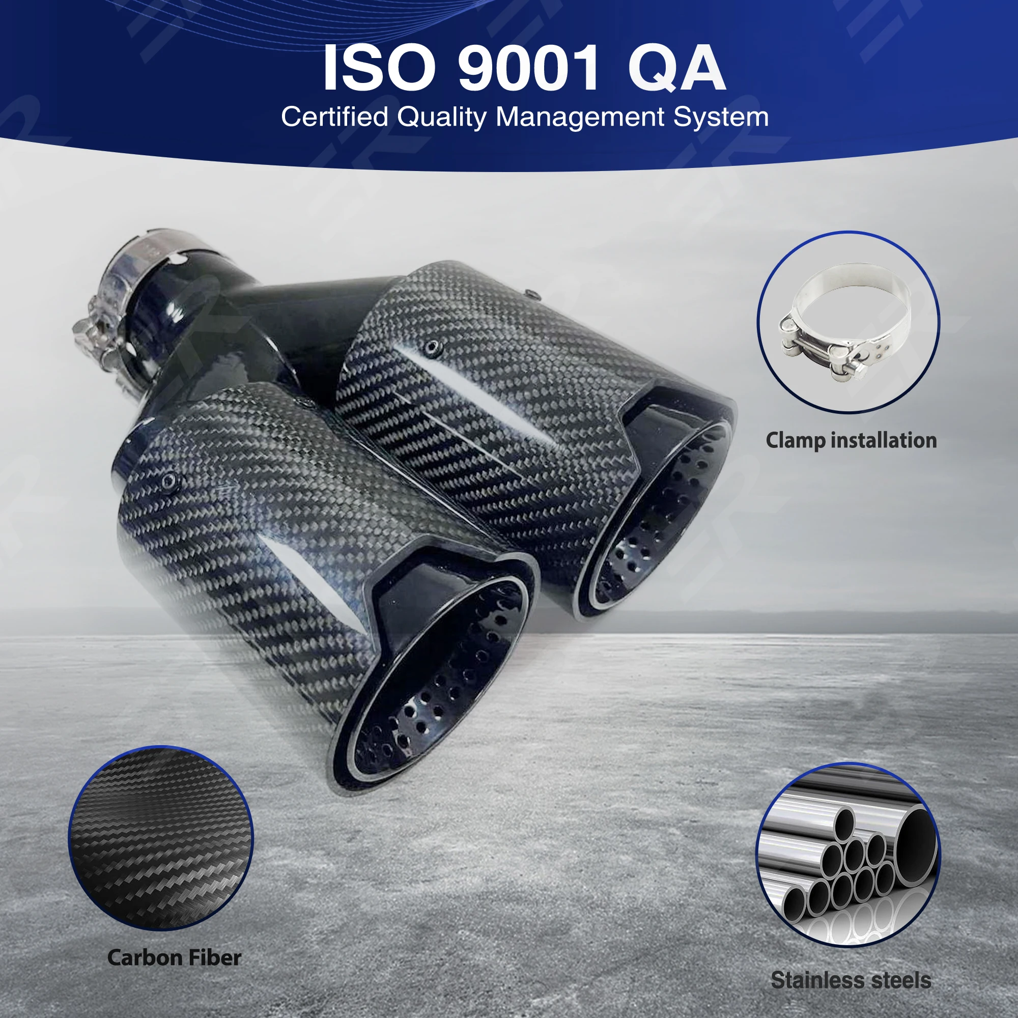 1PCS ER Car accessories Real Carbon Fiber Exhaust Tip Black stainless Dual Exit Muffler pipe Car Decorative for BMW Modify