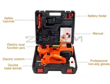 5Ton 4 in 1 Car Floor Jack Electric Hydraulic Car Jack 12V with Inflator Pump LED Light for Car Truck Tire Repair Tool